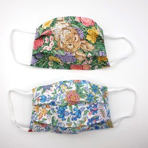 2 Floral Face Masks 100% Cotton with filter pocket